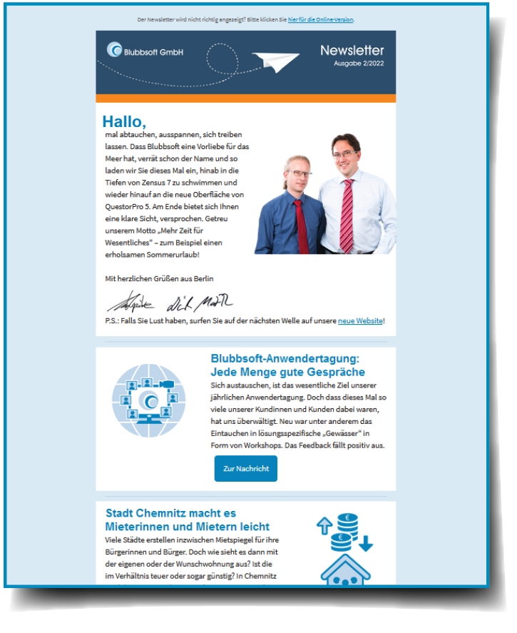 Jetzt den aktuellen Newsletter lesen! Die Sommerausgabe des neuen Newsletters ist erschienen.