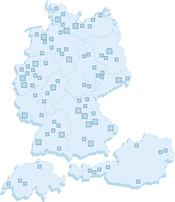 Deutschlandkarte mit den Standorten unserer Kunden